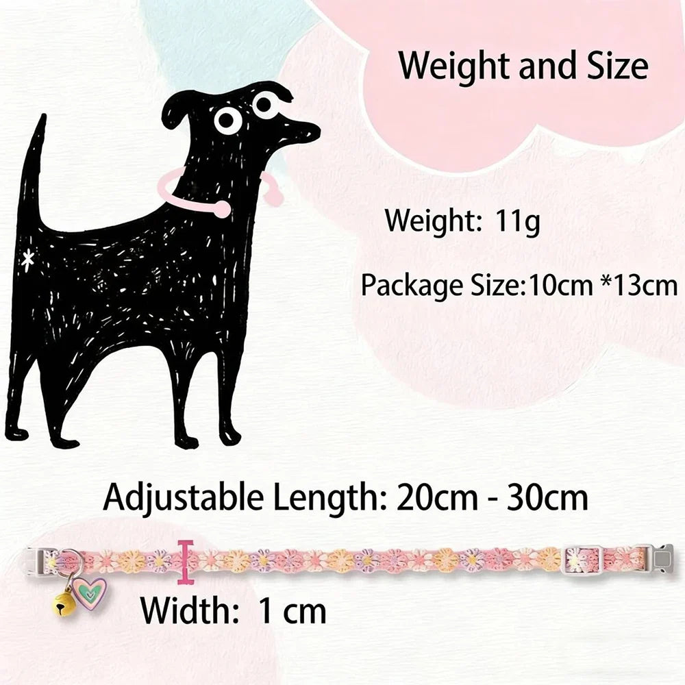 Pet Collar With Bell Colorful Flower Dog - ProPawPet.com