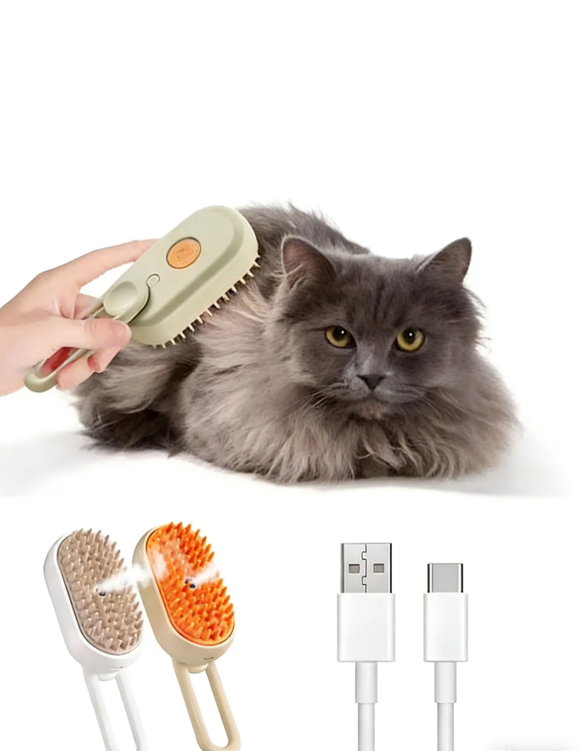 1-2pcs 3-in-1 Steam Pet Grooming Comb – - ProPawPet.com