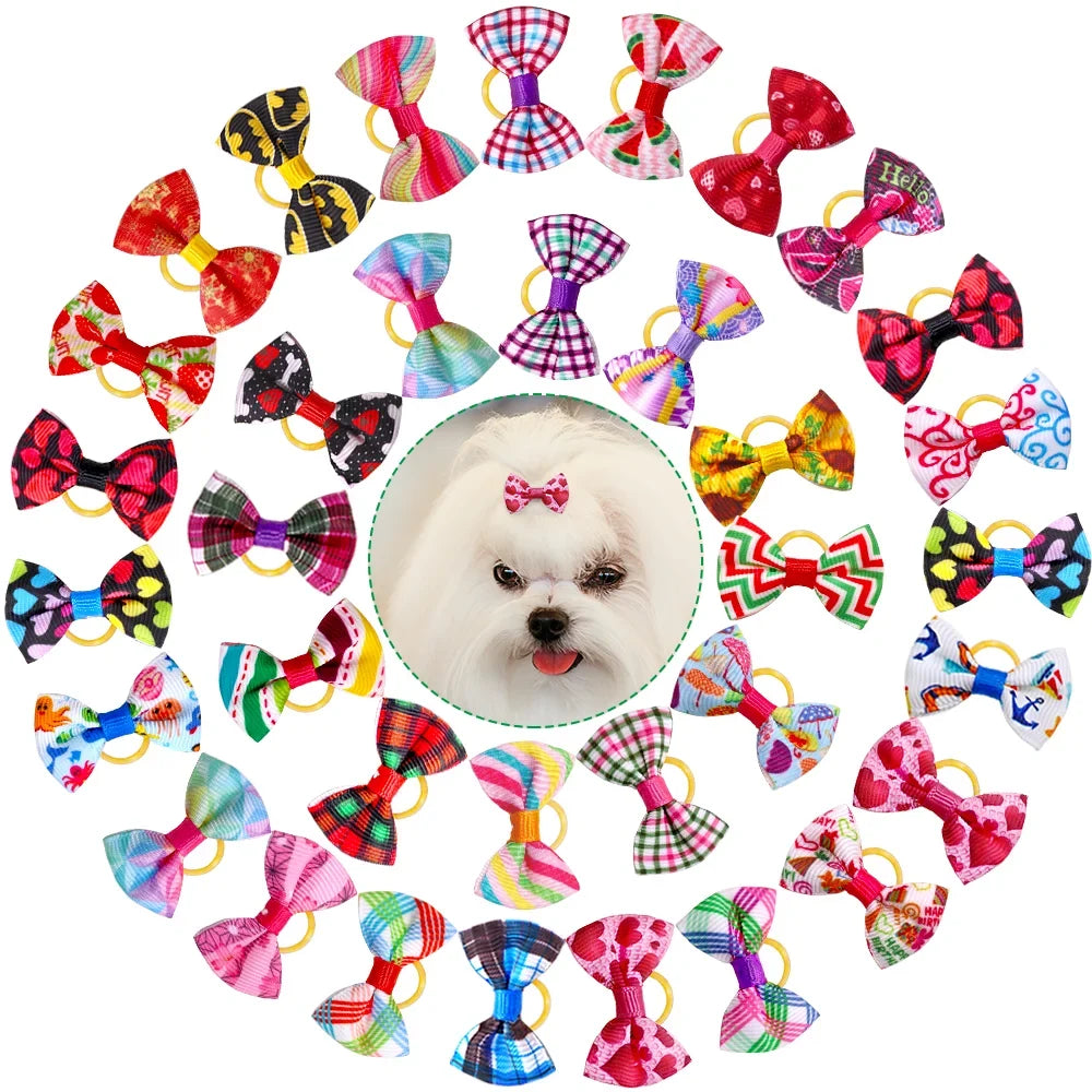 10/20/30pcs Small Dog Decorated Hair Bows - ProPawPet.com