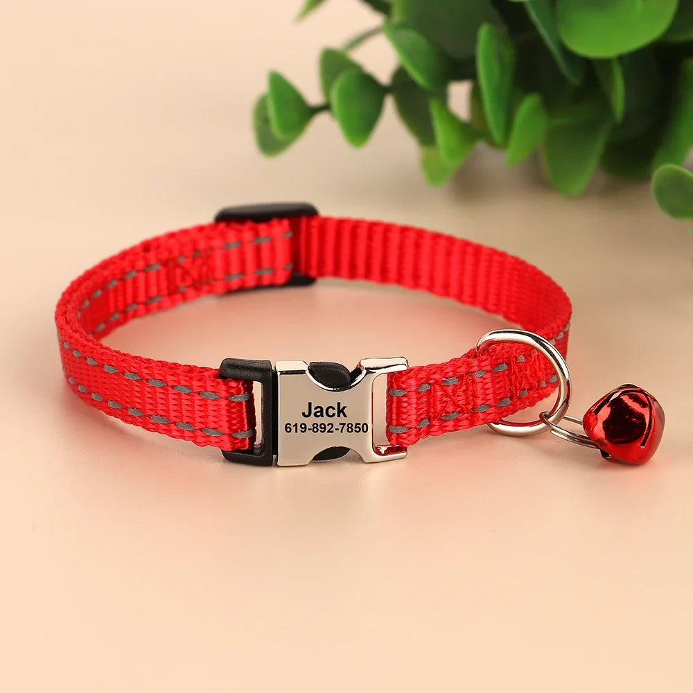 Personalized Cat Collar Reflective Nylon Dog ID – Cat Collars