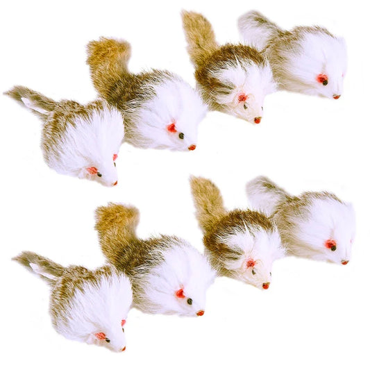 10PCS Rabbit Fur Cat Mice Toys Long-Haired - ProPawPet.com