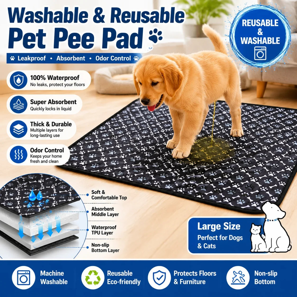 Dog Pee Pad Reusable Washable Waterproof - ProPawPet.com