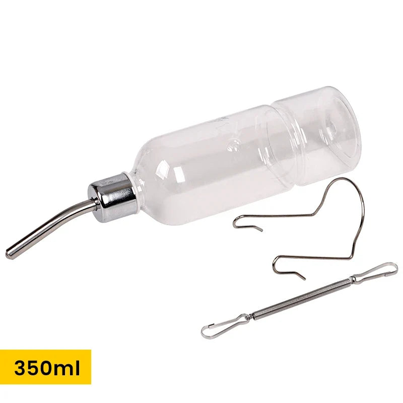 Rabbit Plastic Water Food Feeder Bottle Hanging Auto Dispenser, Stainless Steel