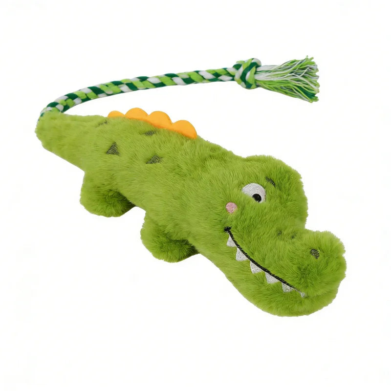 Pet Crocodile Chew Knotted Indestructible Plush Raw Dog Play – Dog Supplies