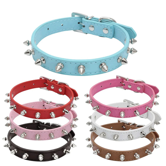 1pc Cool Cat Dog Collar Leather Spiked - ProPawPet.com
