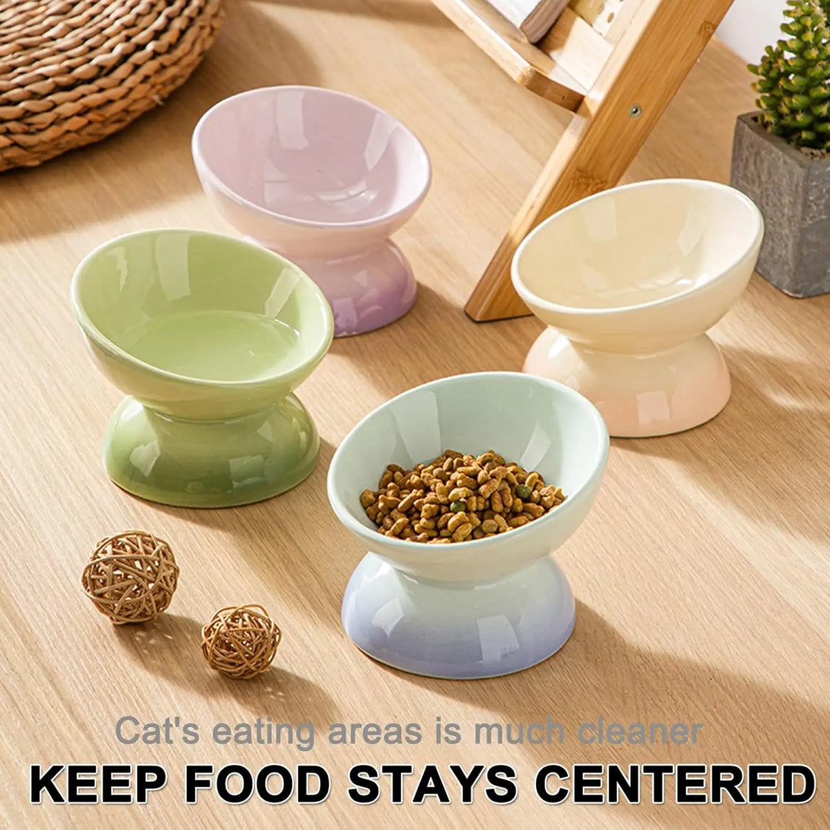 Ceramic Elevated Cat Bowls Tilted Cat Food - ProPawPet.com