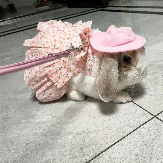 Soft Cotton Rabbit Harness Dress and Leash