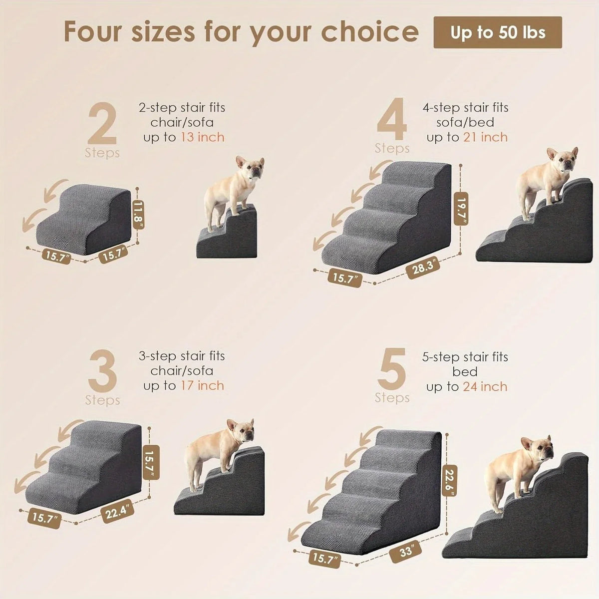 [4-Step Curved Dog Ramp] 4-Step Non-Slip - ProPawPet.com