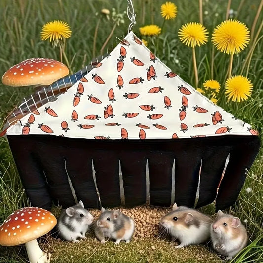 Cozy Washable Pet Hideaway Tent Carrot Pattern Hanging Nest