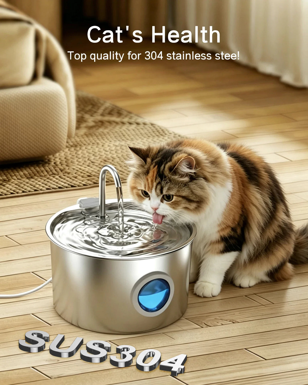 Stainless Steel Cat Water Fountain - ProPawPet.com