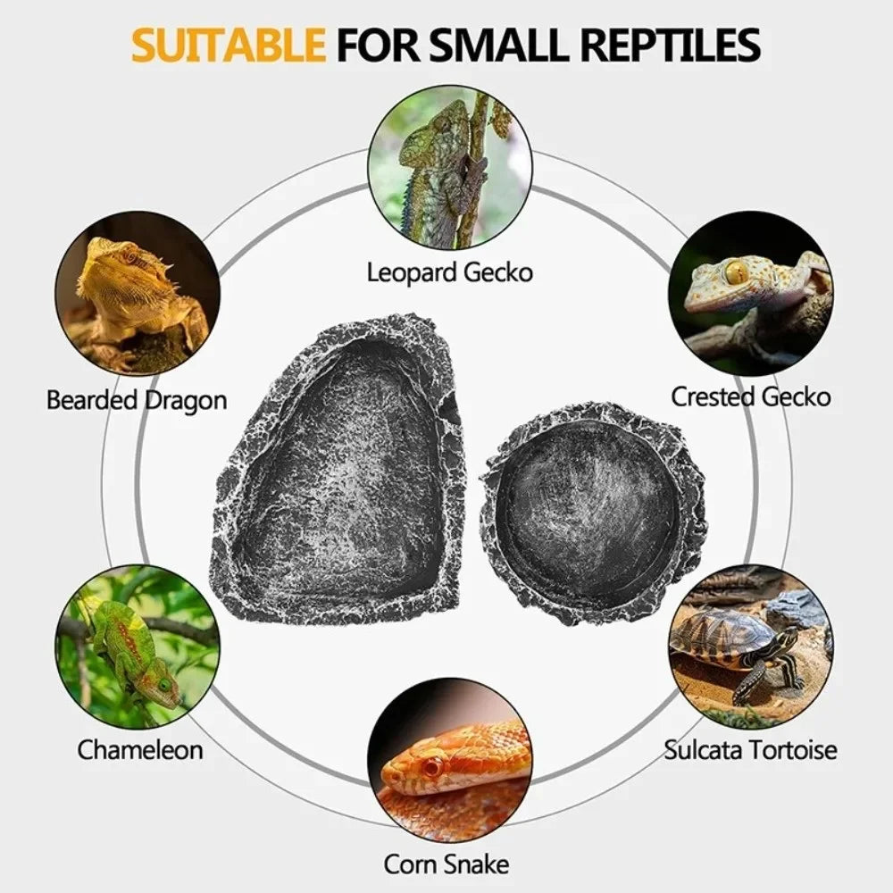 Simulated Stone Reptile Feeding Bowls Resin - ProPawPet.com