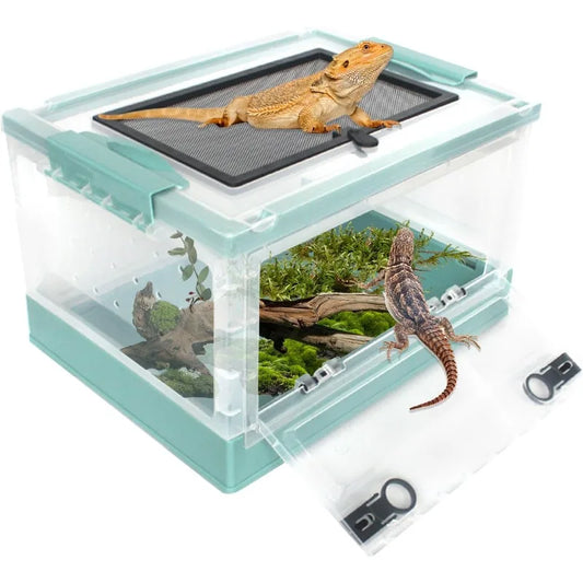 Plastic Reptile Feeding Box Breeding Enclosure, Portable