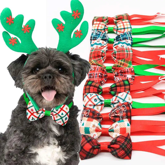 10/30PCS Plaid Pet Cat Dog Bowtie Christmas - ProPawPet.com