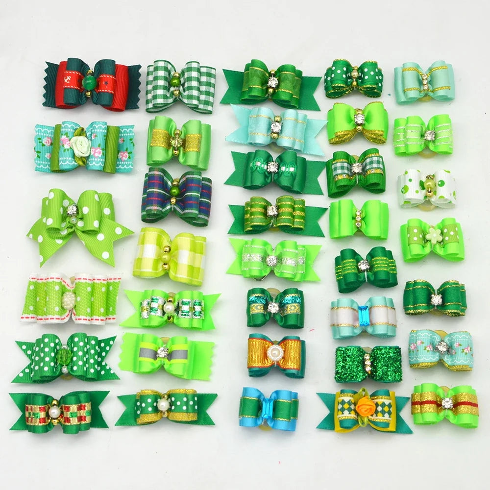50/100pcs Handmade Pet Dog Bow Diamond Pearl - ProPawPet.com