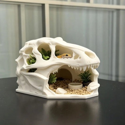 3D-printed T-Rex Skull Hideout for Leopard - ProPawPet.com