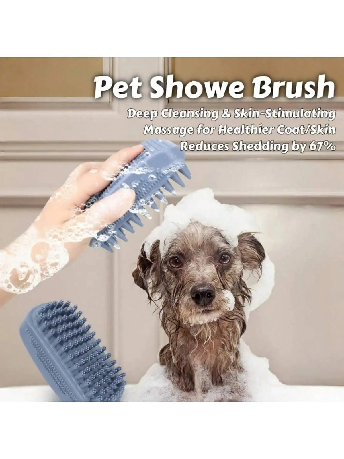 1Pc 3-Head Silicone Bath Massage Brush with - ProPawPet.com