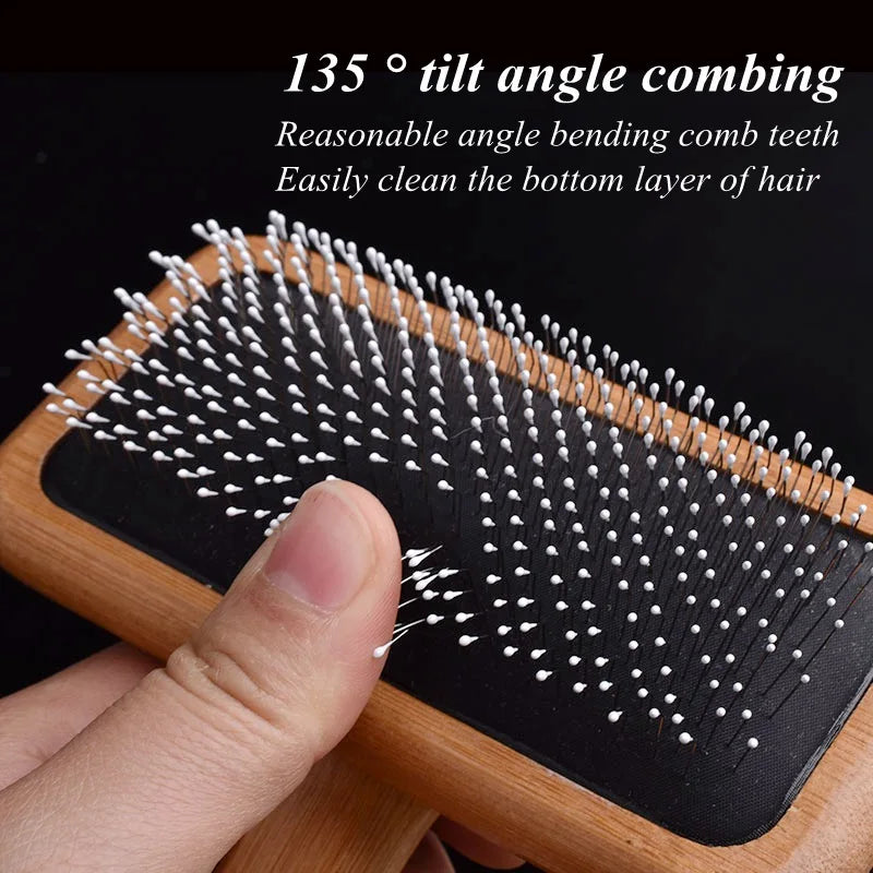 Pet Comb Natural Bamboo Handle Stainless - ProPawPet.com