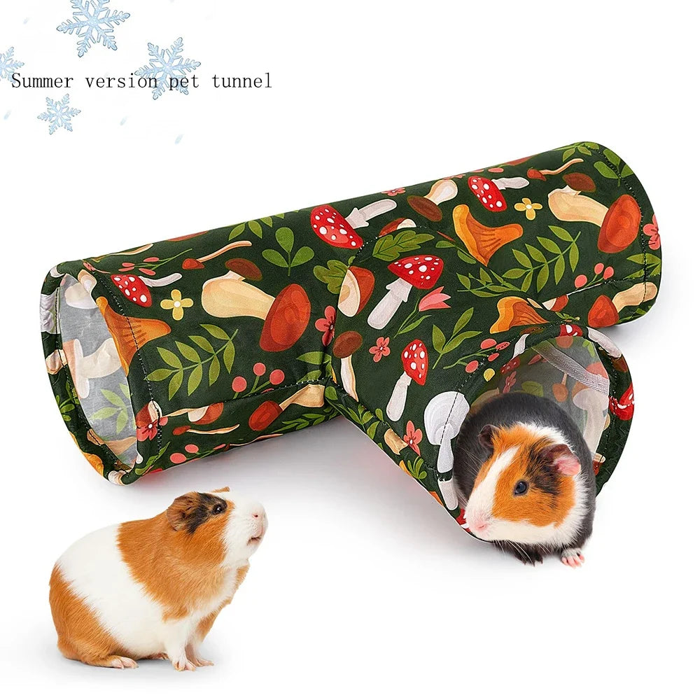 Guinea Pig Tunnel 3 Way Washable Hideout Foldable Rabbit for Small Pets