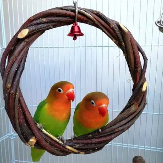 Natural Wood Pet Parrot Raw Wood Ring Tree - ProPawPet.com