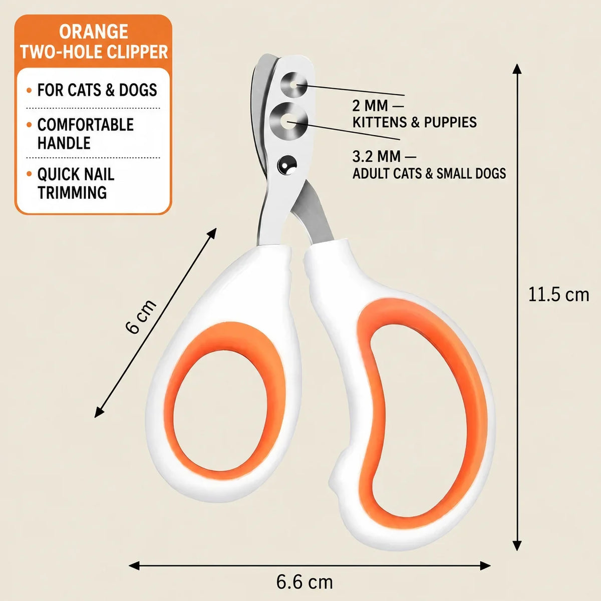 Pet Nail Clipper Scissors Dual‑hole Design Safe Sharp Claw – 3 Colors