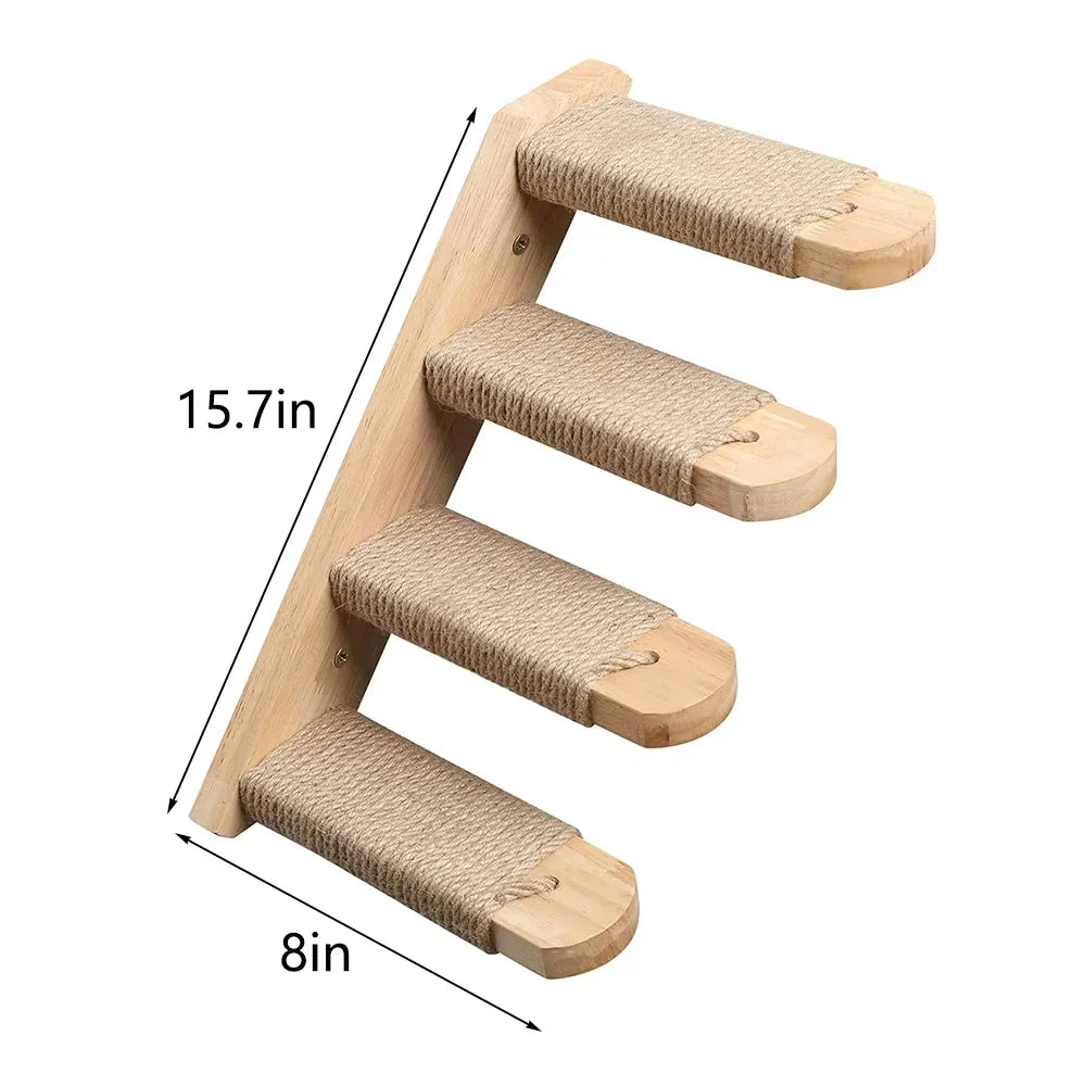 Wood 39.4in Wall-mounted Cat Roped Bridge for Indoor Steps – photo 6