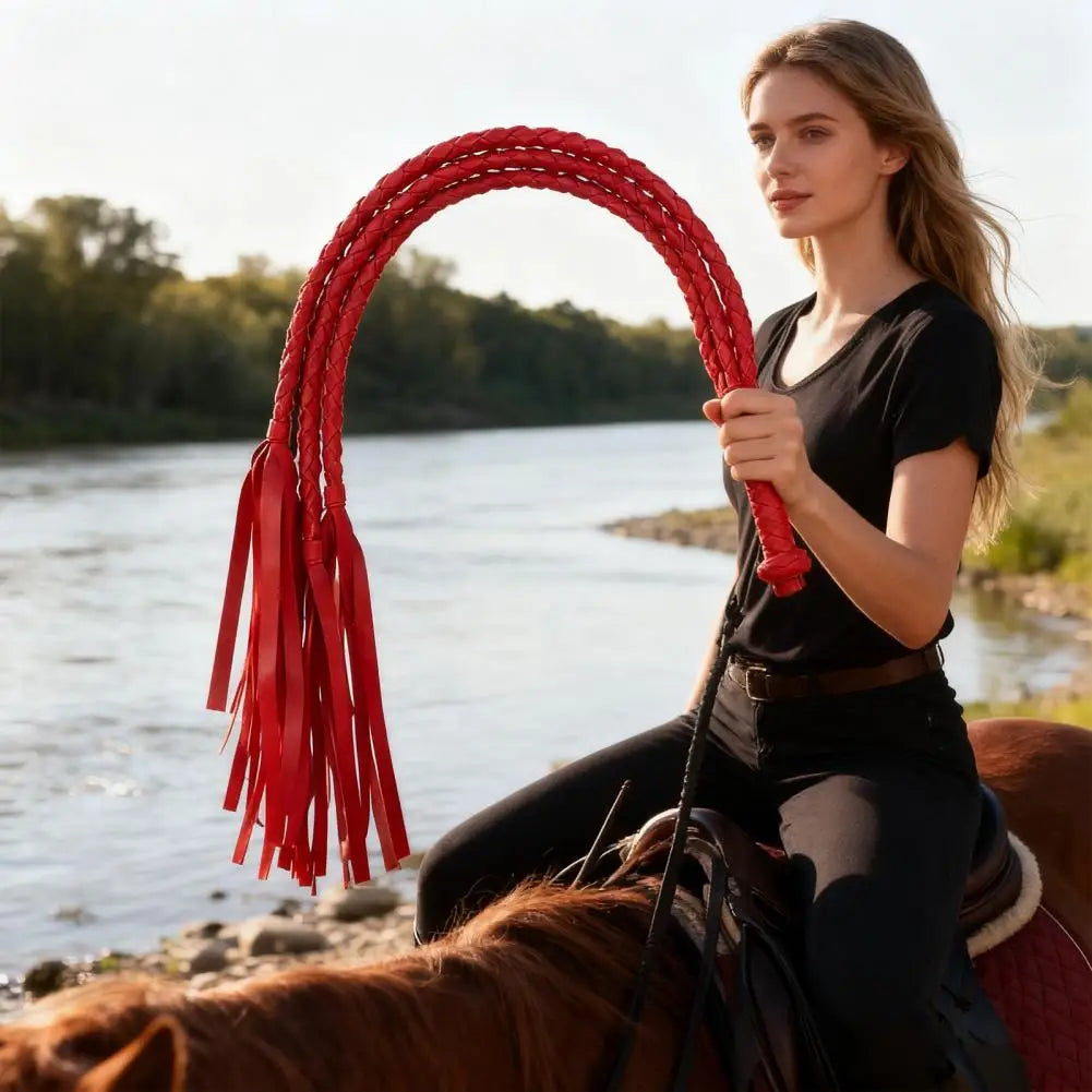 Faux Leather Horse Whip Two-Tone 8 Braiding - ProPawPet.com