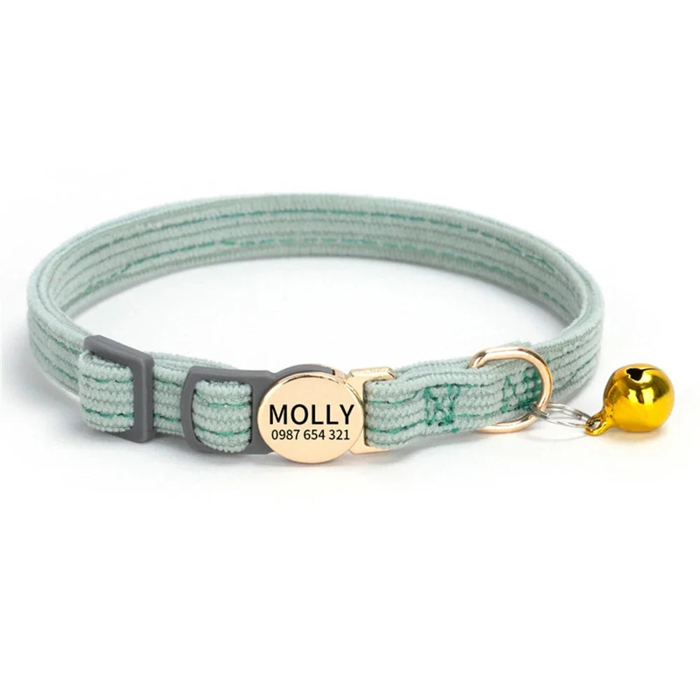 Personalized Engraved Cat Collar Adjustable Size Metal Buckle – Cat Supplies