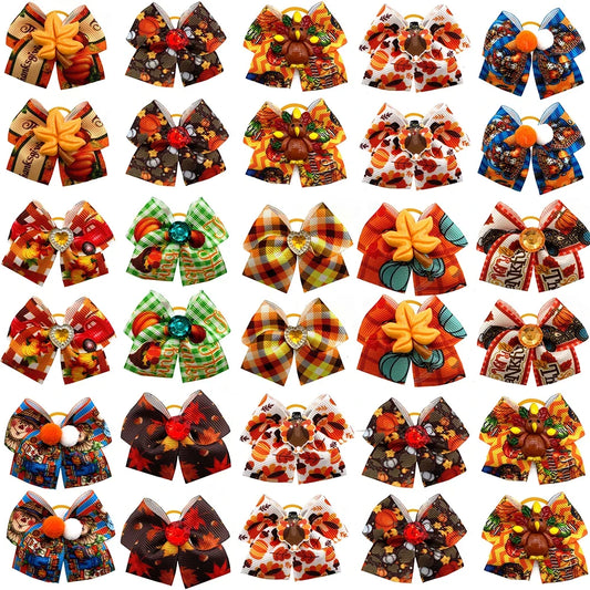 50/100pcs Autumn Doggy Hair Bows Rubber - ProPawPet.com