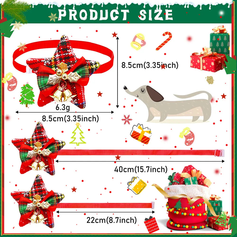 5/10PCS Christmas Dog Bowties With Bell - ProPawPet.com