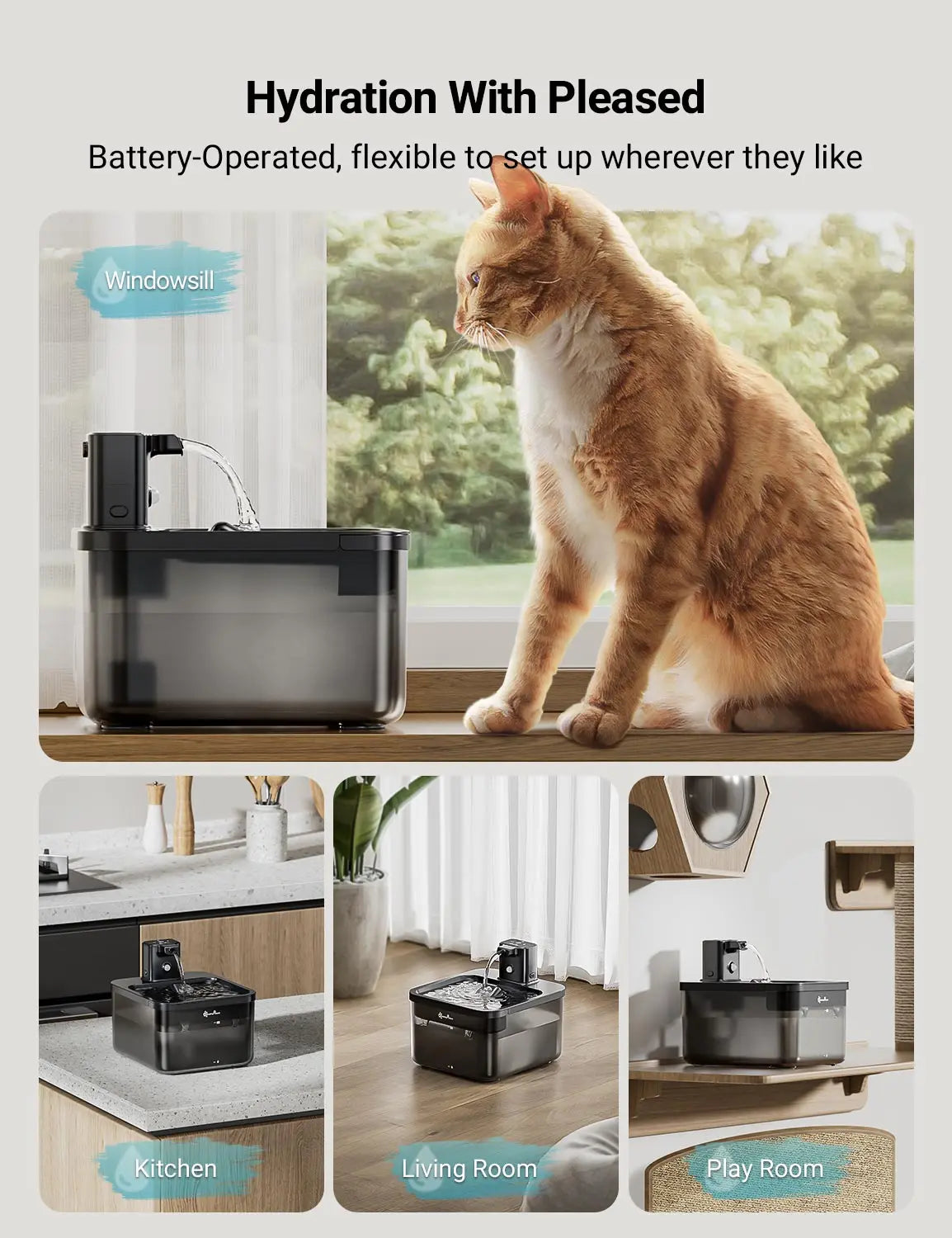 DownyPaws 2.5L Wireless Cat Water Fountain - ProPawPet.com