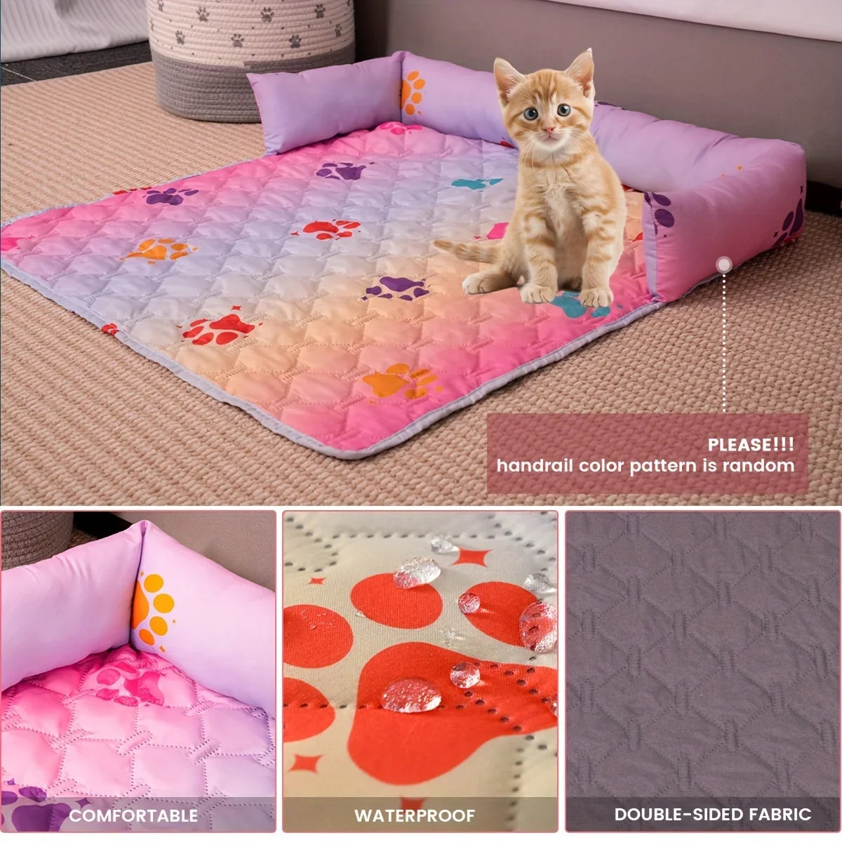 Reversible Rainbow Check Pet Bed with - ProPawPet.com