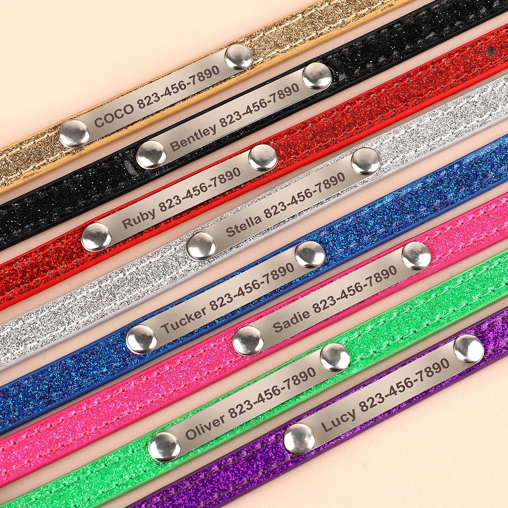 Personalized Cat Collar Bling PU Leather Cat - ProPawPet.com
