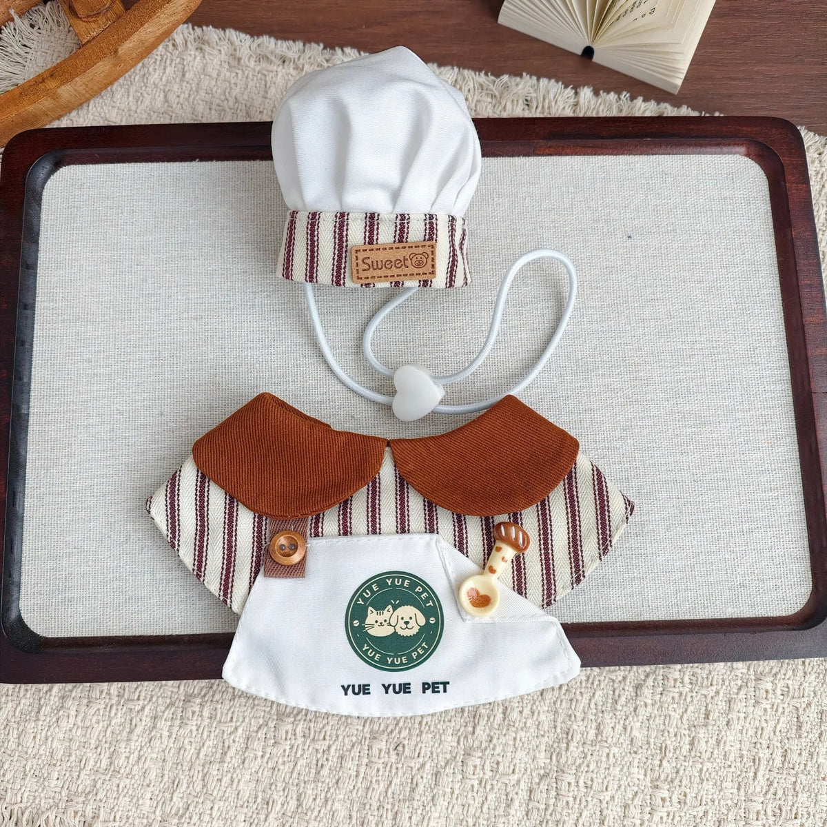 Cute Pet Chef Costume Set with Hat and Bib Collar – 3 Sizes