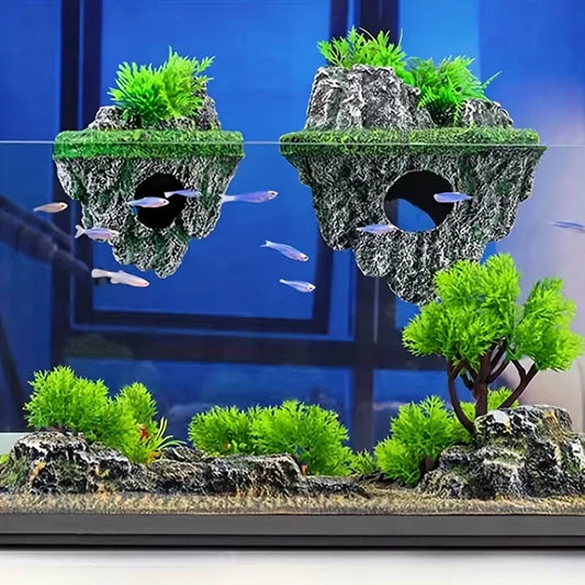 【U】Suspended Island Fish Tank Decorative - ProPawPet.com