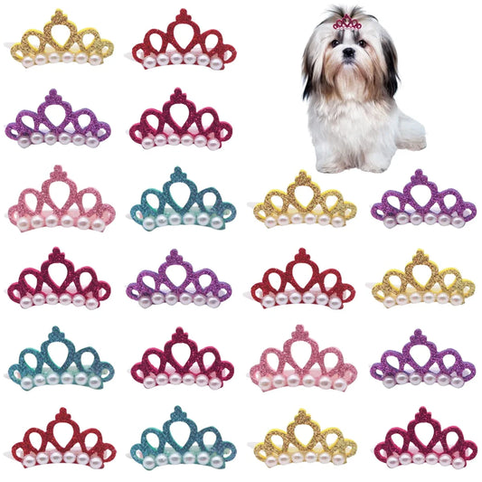 50/100pcs Crown Hair Clip for Pet Colorful - ProPawPet.com