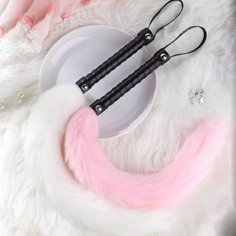56CM PU Leather Handle Foxtail Horse Whip - ProPawPet.com