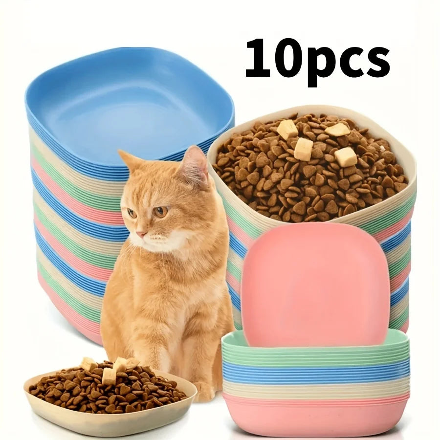 3 10 Non-slip Plastic Cat Bowls Set – Cat Supplies