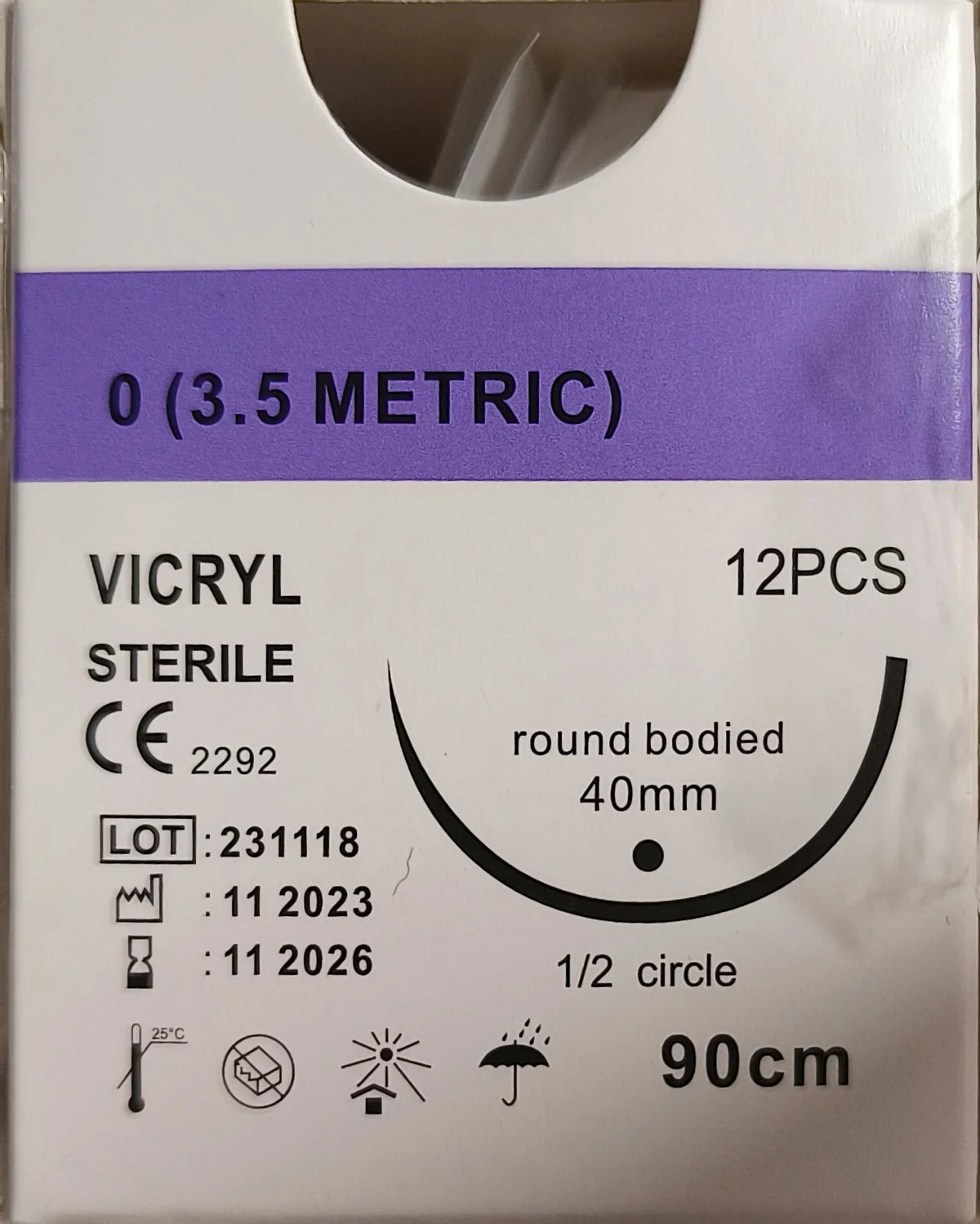 75cm Surgical Suture Vicryl 1 0 2 0 2 0 3 0 for Dogs