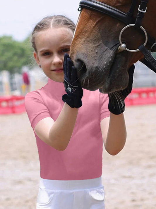 MXLLINA Girls Equestrian Short Sleeves Tops - ProPawPet.com