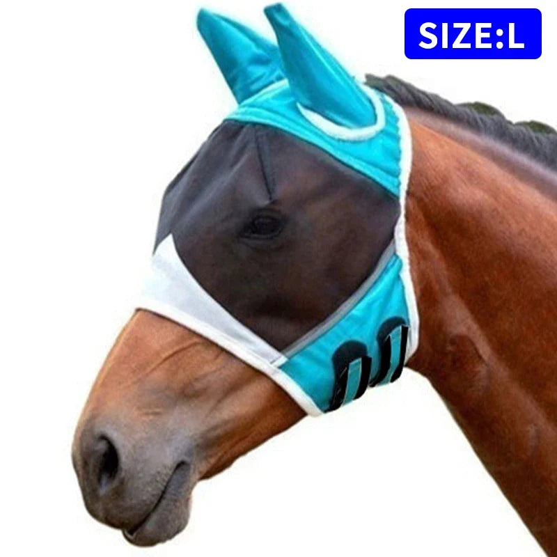 Fine Mesh Horse Equine Fly Mask with Ears 60 UV Protection – 6 Colors