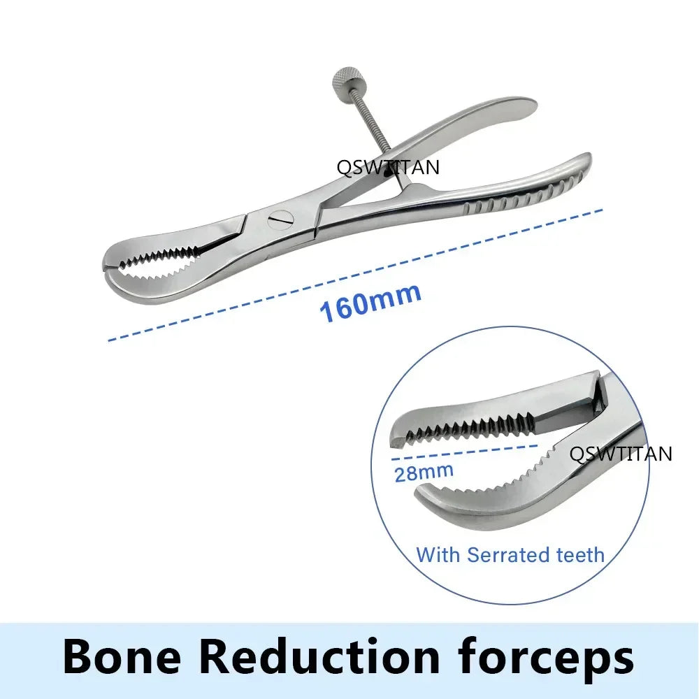 Qswtitan Toothed Phalanges Reduction Forceps Autoclavable Bone – 3 Colors