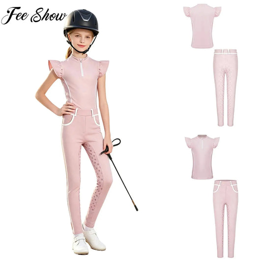 Kids Girls Horse Riding Outfit Zip-up Stand - ProPawPet.com
