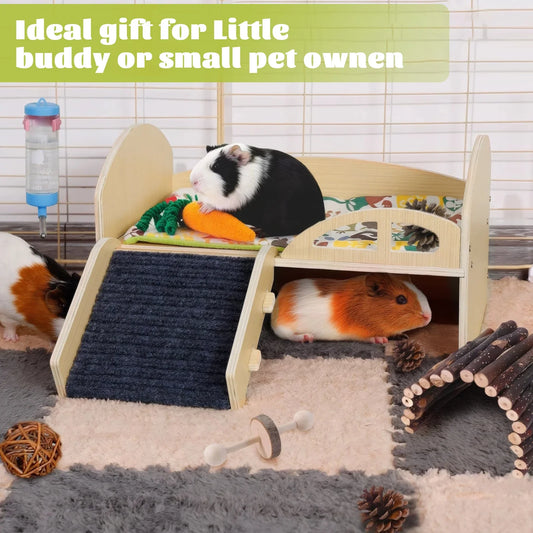 Guinea Pig Bed with Stable Stairs & Mat - ProPawPet.com