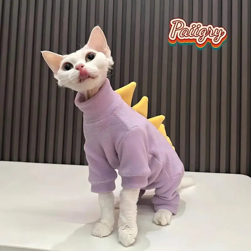 High Neck Polar Fleece Full Wrap Cat Onesie - ProPawPet.com