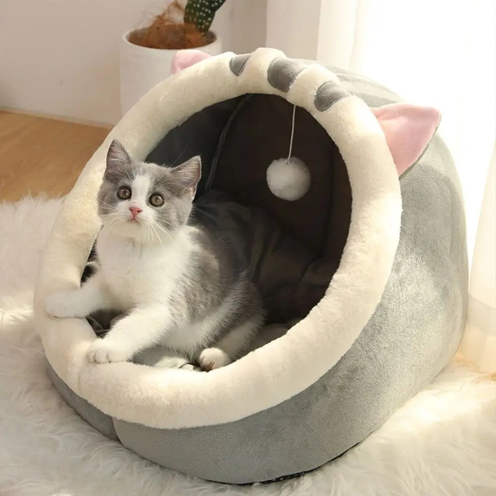 Cute Cushion Cat Sleeping Beds Semi Enclosed - ProPawPet.com