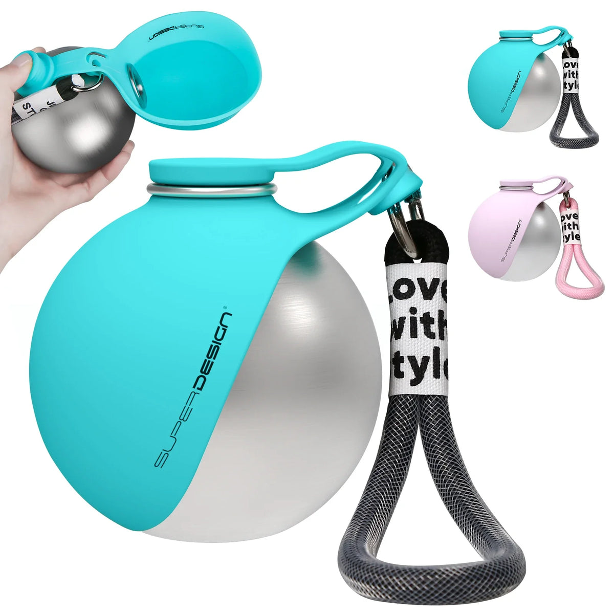 Stainless Steel 2-in-1 Portable Dog Water Bottle for Small Leak Proof Compact