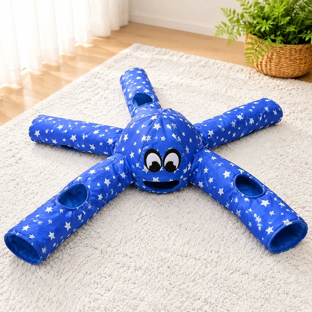 Octopus Shaped Ferret Bed Tunnel, Soft Cozy Small Animal – 2 Colors