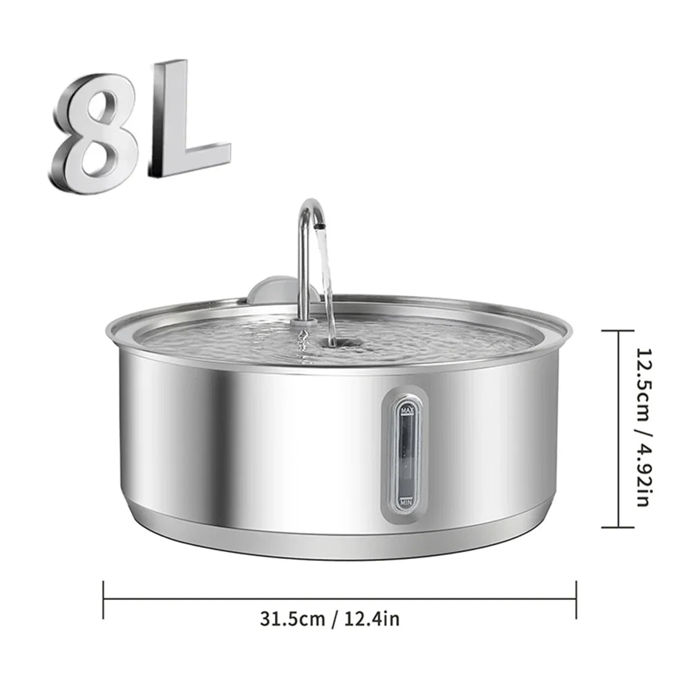 8L Large Capacity Stainless Steel Cat Water - ProPawPet.com