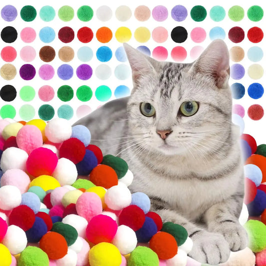 98/198pcs 3cm Colorful Plush Cat Teaser Toy - ProPawPet.com