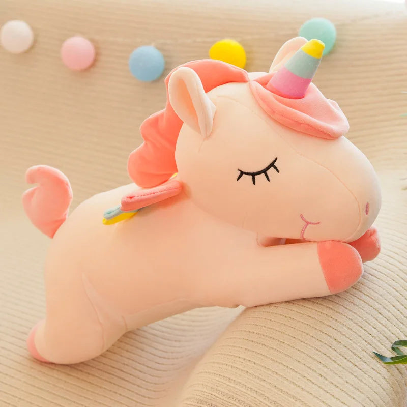 Cute Pony Plush Plaything Rainbow Angel Unicorn Girl Heart Doll